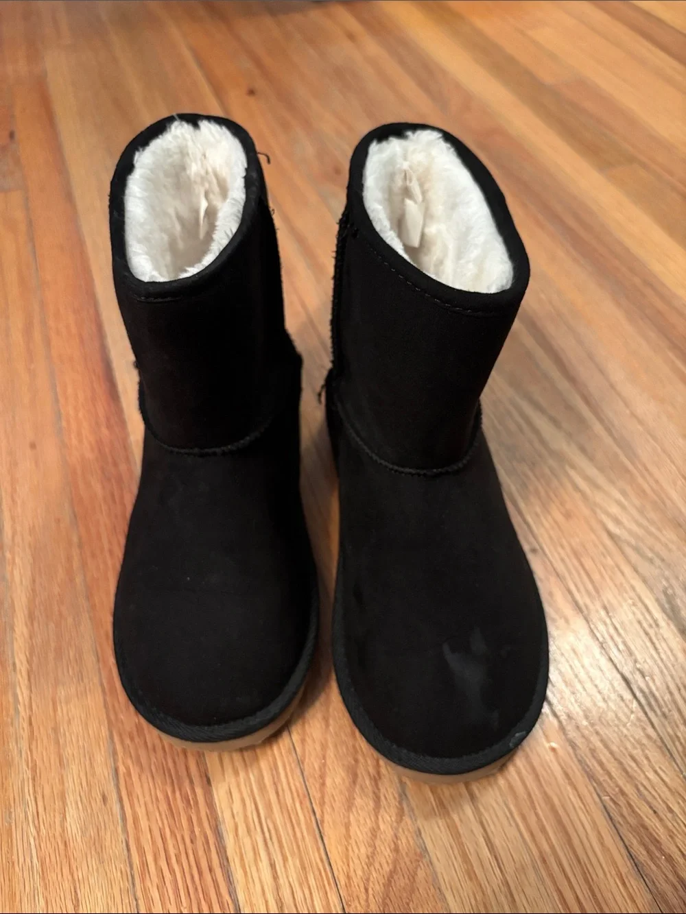 Black Faux-Suede Winter Boots with Cream Sherpa Lining